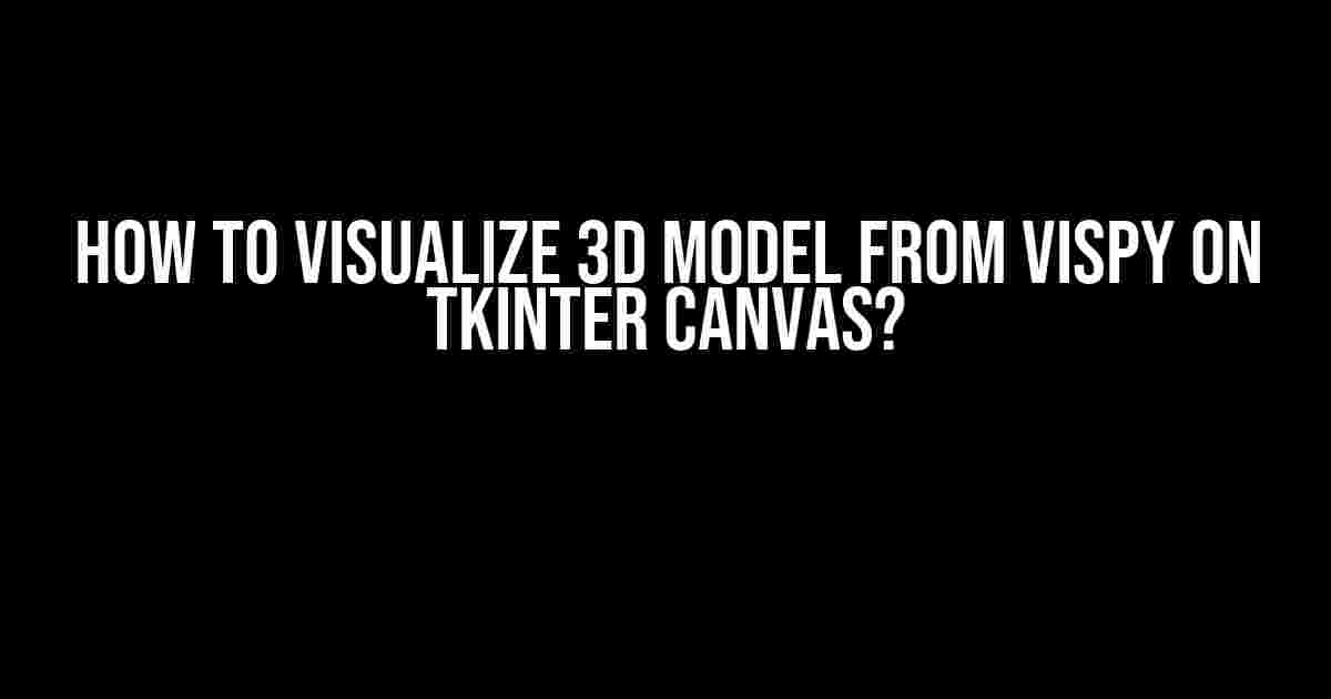 How to Visualize 3D Model from Vispy on Tkinter Canvas?